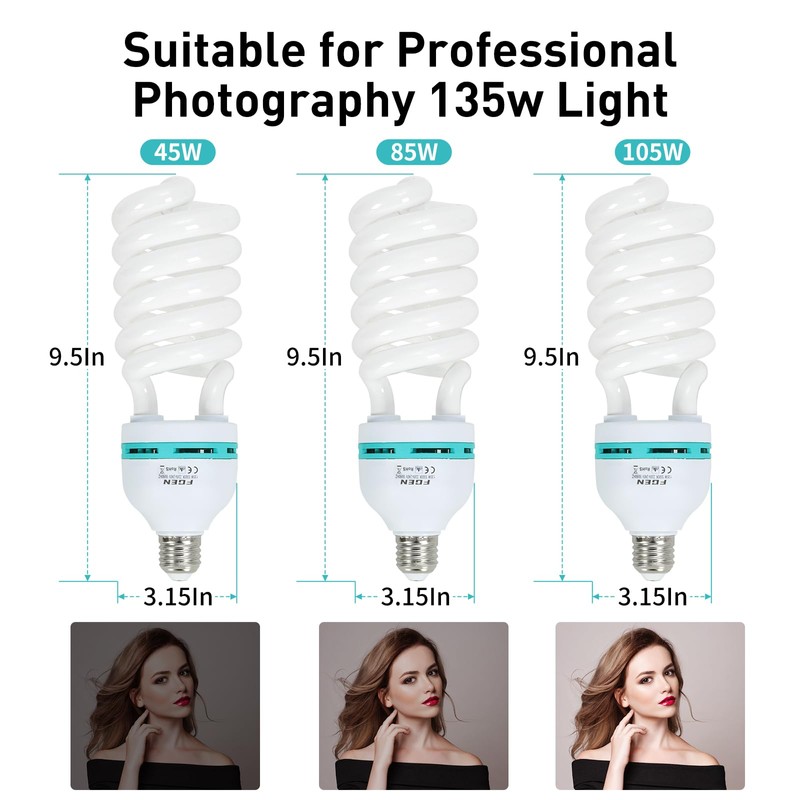 Skytex 2pcs 135W Light Bulb 5500K CFL Daylight Spiral Softbox