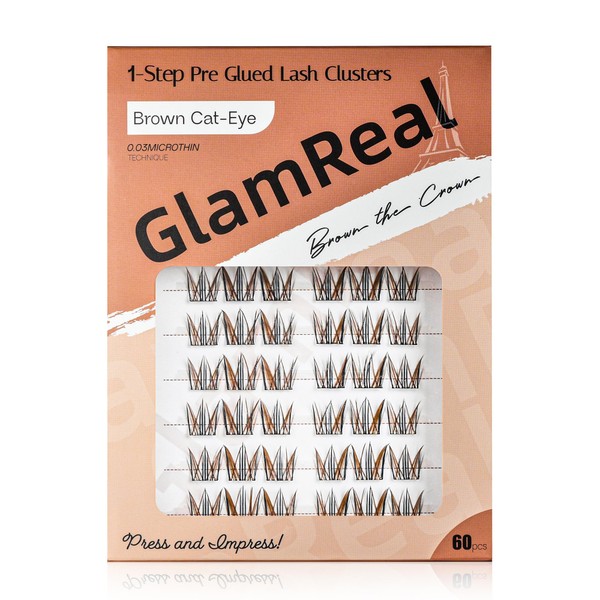 GlamReal Brown Lash Clusters Cat Eye Lashes with Brown Highlights