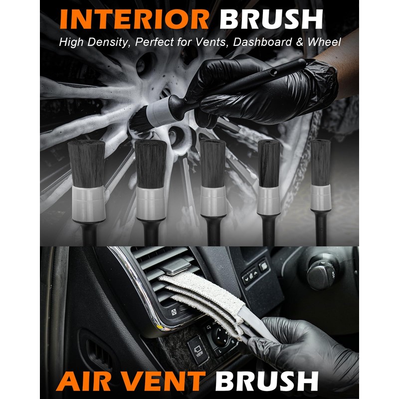 Viewmax Windshield Cleaner Tool, 18Pcs Car Interior Detailing Brush Set,
