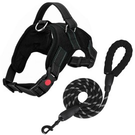 FYY Dog Harness No Pull - Breathable Adjustable Pet Harness Dog Vest Harness With Lead, Reflective Oxford Easy Control Dog Harness with Sturdy Handle for Small Medium Large Dogs L-Black