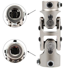 ROADFAR U Joint Universal Steering Shaft U Joint Coupler 1" DD * 3/4" DD Chrome Double U-Joint Shaft 127mm