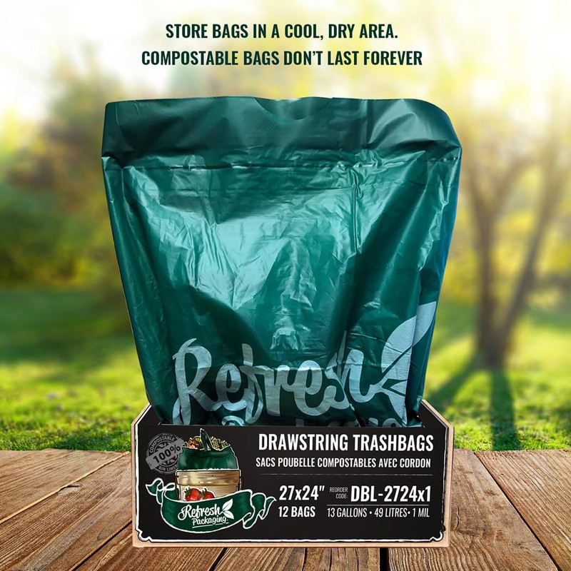 Refresh Packaging All Purpose Trash Bags - 100% Certified Compostable