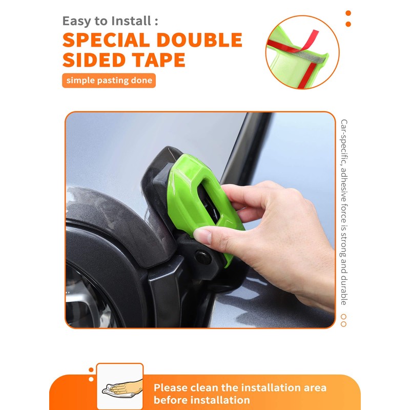 Savadicar 2-Piece Green Hood Latch Trim Cover for Jeep Wrangler
