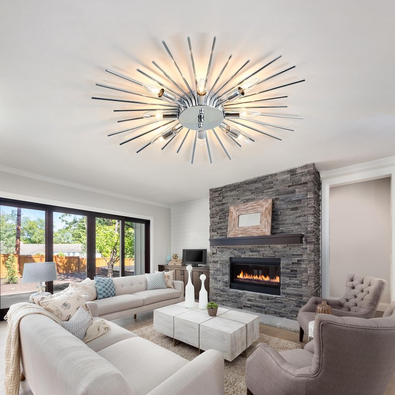 ZGLAOJT Semi Flush Mount 8 Light Ceiling Light Modern Metal