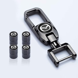 Genérico Tapones metálicos para válvulas de neumáticos de Coche, Tapas de vástago, Tapa de Boquilla de Aire de Repuesto para Mazda 3 Axela 6 ATENZA MX-5 CX-3 4 5, Llavero, Logotipo, diseño