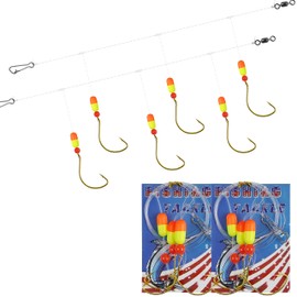 Saltwater Pompano Rigs for Surf Fishing, Triple Drops Fishing Bait Rigs with Floats Fishing Rigs for Florida Offshore Fishing (Orange Yellow, 6pcs)