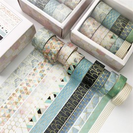 Swecomze 10 Rolls Washi Tape Set, Decorative Tape, DIY Paper Tape, Masking Tape Set