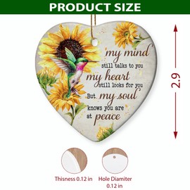 Rigufu 2024 Christmas Orrnament Heartfelt Memorial Ceramic Ornament – Hummingbird & Sunflower Design for Christmas Tree, Sympathy Gifts