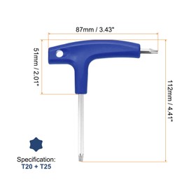 sourcing map Golf Spike Wrench Tool T20 T25 Golf Torque Wrench Stainless Steel Golf Head Adjustment Tool Golf Driver Torque Tool with Plastic Handle for Golf Club Driver Shaft Adapter, Blue