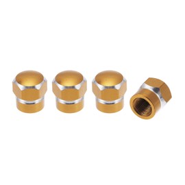 HEROFFIX 4 Pcs Decorative Tire Valve Stem Caps 14.3mm Tyre Valve Dust Covers for Most Cars Truck Gold Tone Aluminum Alloy