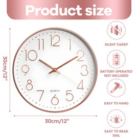 Delgeo Wall Clock Silver, Modern Wall Clock Decoration, Wall Clock Without Ticking Silence, Wall Clock for Decorative Home/Office/Kitchen