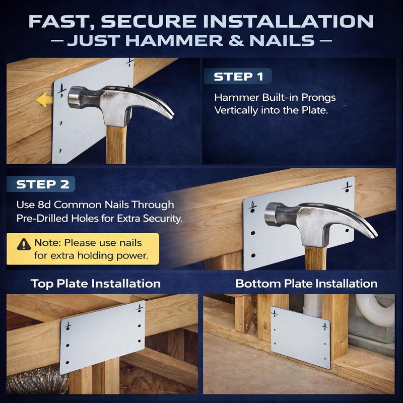 Silkfly 8 Pcs 5x8 Inch Nail Plates for Wood Studs