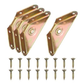 PATIKIL Gusset Joints, 4Pcs 59mm x 59mm Carbon Steel Corner Braces Bracket Angle Joining Support with Screws for Wood Shelf Bed Desk Edge, Colorful