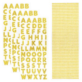3 Sheets Glitter Alphabet Stickers and 1 Sheet Rhinestones Stickers Adhesive Rhinestone Letter Stickers for Decoration, Scrapbooking and DIY Crafts (Gold)