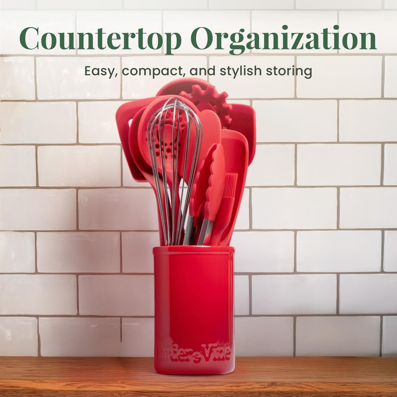 Larder & Vine 12-Piece Silicone Kitchen Cooking Utensils Set with