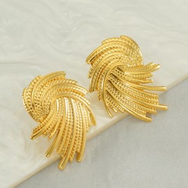 HETICA Gold Irregular Geometric Earrings for Women, Hypoallergenic Abstract Ocean Wave Earrings Exaggerated Jewelry Gifts for Women