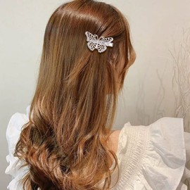 Cinaci 32 Pack/16 Pairs Small Metal Silver Retro Vintage Leaf Flower Butterfly Alligator Hair Clips Duckbill Mini Barrettes Decorative Tiny Hair Pins Accessories for Women Girls Fine Thin Short Hair