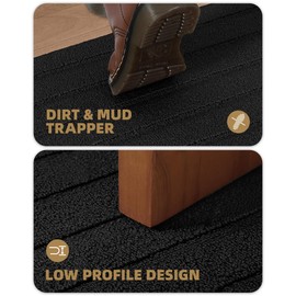 Color&Geometry Large Door Mat Indoor Entrance 36"x59" Non Slip Dirt Trapper, Absorbent Doormat, Rug for Entryway, Low Profile, Easy Clean Patio Porch, Black, (Rolled-up NO Creases)