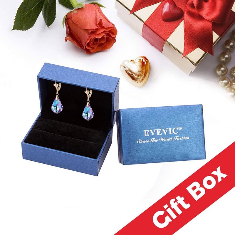 Austrian Crystal Baroque Drop Leverback Earrings for Women Fashion 14K