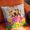 Spring Golden Retriever Throw Pillow Cover,Tulip Flower Farmhouse Decor Pillow