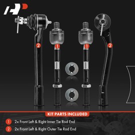 A-Premium Set of 4, Front Inner & Outer Tie Rod End Kit, Compatible with Kia Sedona 2006-2012 2014 & Hyundai Entourage 2007-2009