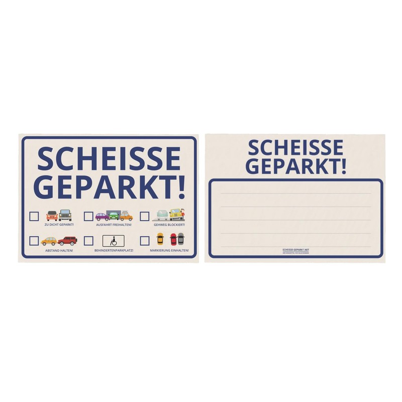 trendaffe Scheisse Geparkt! (German language) Comic Edition Windscreen Notepad, Set
