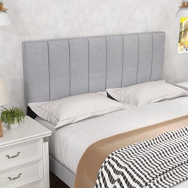 Giantex Linen Upholstered Headboard, Adjustable Width Button Tufted Headboard Only with Solid Wood Legs, Attach Frame, Modern Headboards for Queen Full Size Bed, Gray