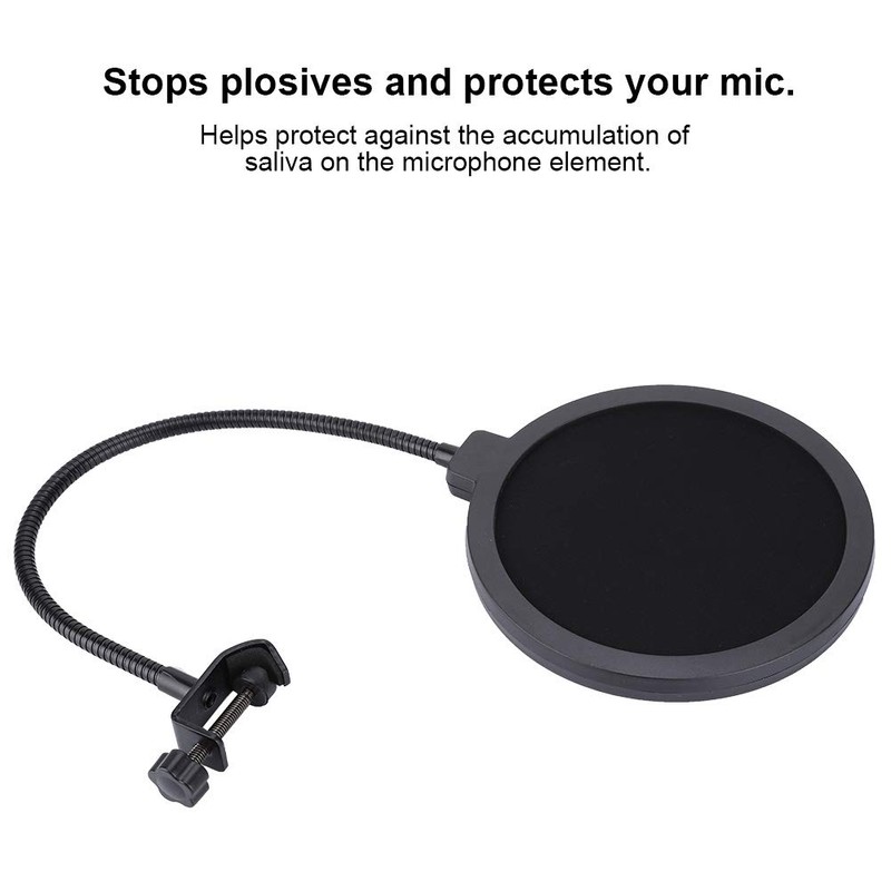 Shield Mic Filter, Gooseneck Noise Reducing Microphone Pop Filter, Protective