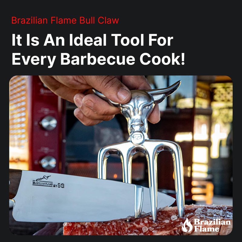 Brazilian Flame Aluminum Bad Bull Fork 4 Teeth with Leather