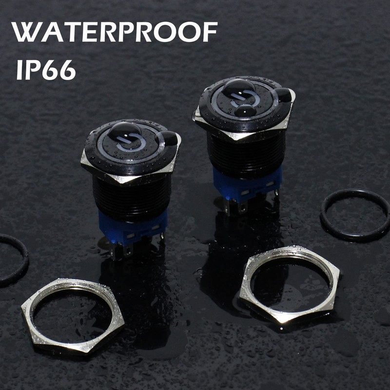 DMWD 1pc 22mm Metal Waterproof Anti-Vandal Momentary Push Button Switch