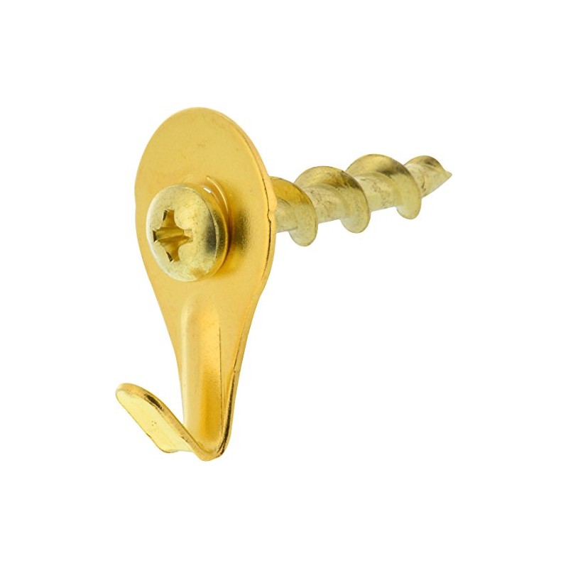 Hillman Brass 122367 Self-Drilling Wall Dogs with Picture Hanging Hook,