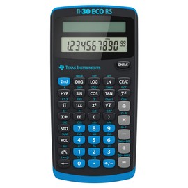 Texas Instruments TI-30 ECO RS School Calculator, Technical Scientific (Single Line 10 Digit Display, Solar Powered) Black
