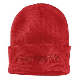 Carhartt Men's Knit Insulated Logo Graphic Cuffed Beanie, Red Barn