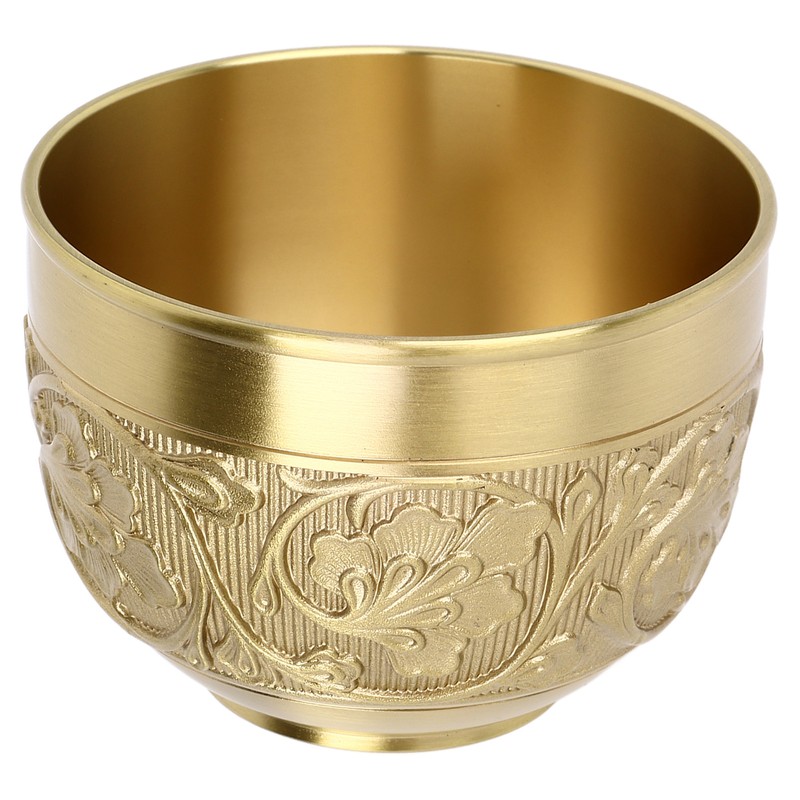 Brass Tea Cup Exquisite Embossed Patterns Retro European Small Coffee