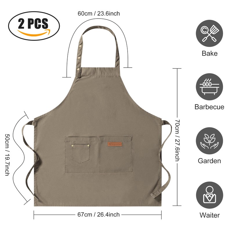 WENYA 2 Pack Kitchen Apron for Women, Unisex Adjustable Cooking