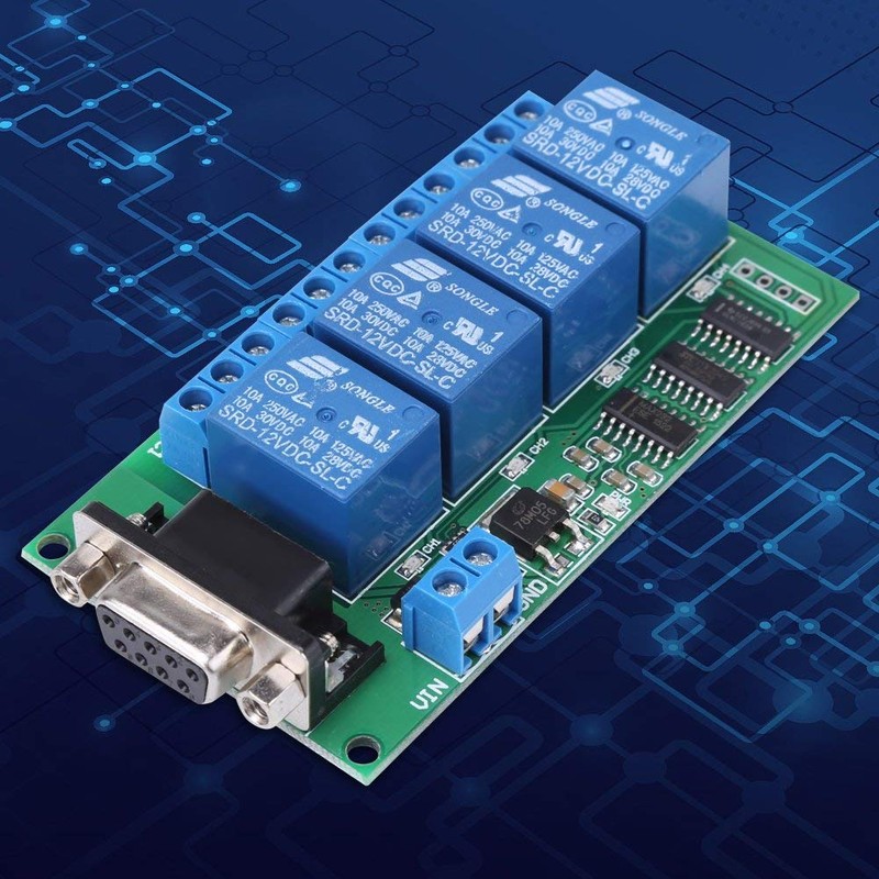 RS232 Relay Board 4Ch Remote Control Switch with RS232 DB9