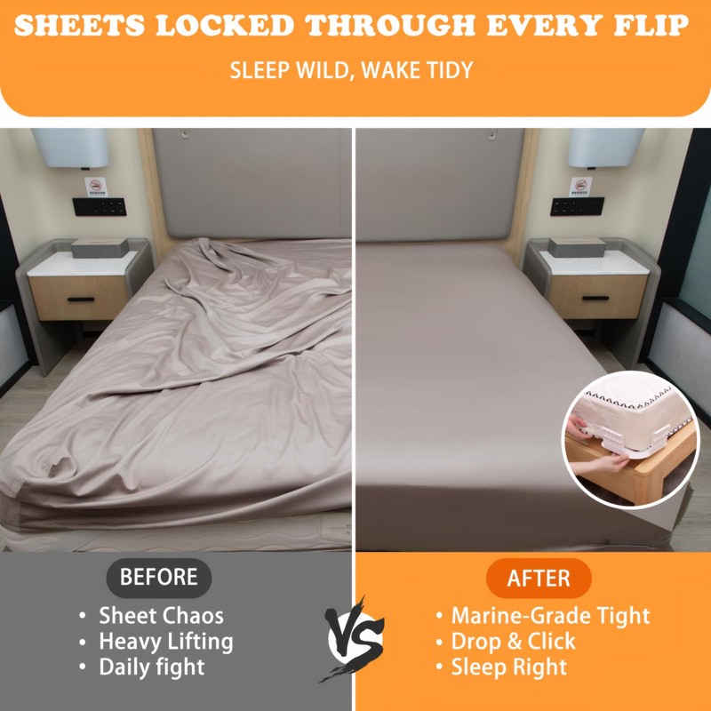 LONGYIFA Heavy Duty Lock Bed Sheet Holders 4PCS - Secure