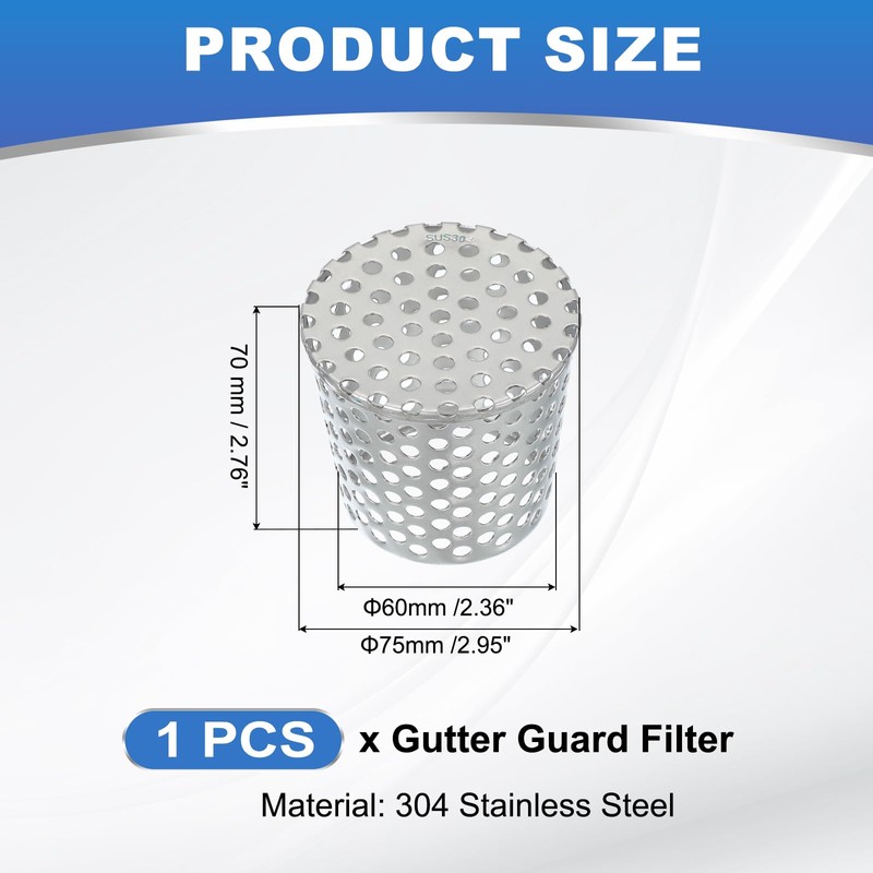 PATIKIL Gutter Guard Filter 3"-2.4", PVC Termination Cap Mesh Screen