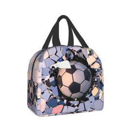 Evlaschin Soccer Kids Lunch Box, 3D Football Crash Insulated Portable Picnic Lunch Bags, Sport Ball Thermal Meal Cooler Lunch Tote Bento for Kids Girls Boys School Women Men Office