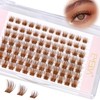 EMEDA Light Brown Individual Cluster Lashes D Curl Mix 8mm