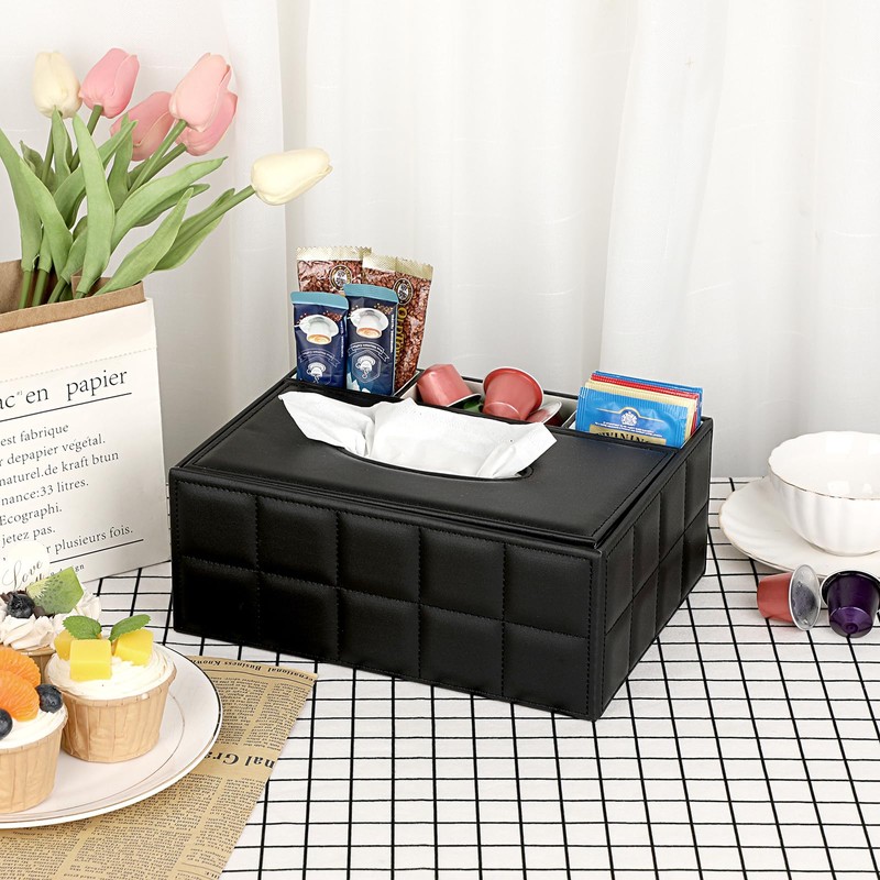 SUMTREE Tissue Box PU Leather Rectangle Tissue Box Tissue Dispenser