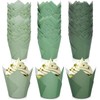Whaline 180Pcs Gradient Green Tulip Cupcake Liners Sage Green Tulip