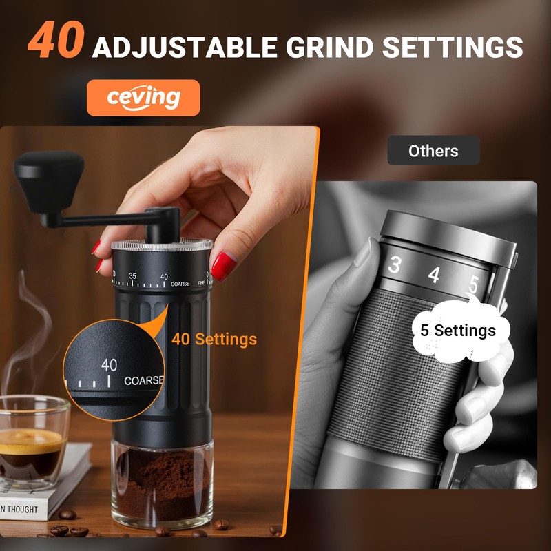 Mini Manual Coffee Grinder with CNC Stainless Steel Conical Burr