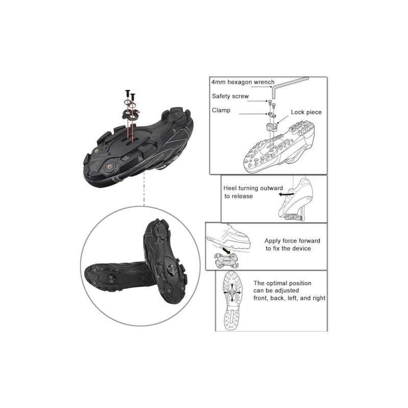 9 Piece SPD Cleat Set Bicycle Shoe Cleats Repair Parts