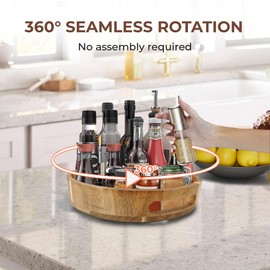 PANDAWOOD Lazy Susan for Table top 12 inch Wooden Large Lazy Susan Turntable Tray Organizer for Cabinet, Dining Table Centerpiece, Pantry, Kitchen Spice Cabinet Countertop Organizer, 100% Acacia Wood
