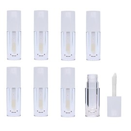 8 tubos de brillo labial con varita vacía, 6,5 ml, botellas de brillo labial recargables mini botellas de bálsamo labial transparentes con tapones de goma para brillo labial DIY, Blanco, 6.5ml