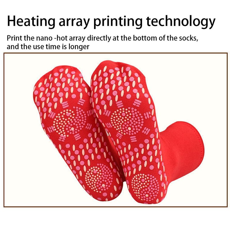 Self-heating Sock Foot Warming Heated Socks Comfortable Footwear, Red