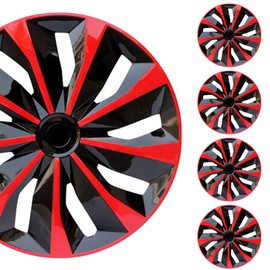 Hubcaps Wheel Cover Replacement R17 Size Hub Cap Universal Steel Wheels Rim Tire Covers ABS Material Exterior Accessories for Most Car Truck SUV -Set of 4（17-inch，Red-Black）