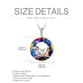 TOUPOP Gifts for Women Cat Dog Necklace Sterling Silver Animal Pendant Necklaces with Blue Crystal Birthday Jewelry for Women Her Wife Mother's Day