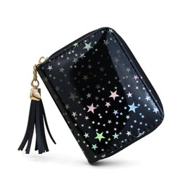 Andiker Ladies Purse Wallet, Trendy Women’s Wallet with Star Tassel Pendant Credit Card Holder with Zipper Closure